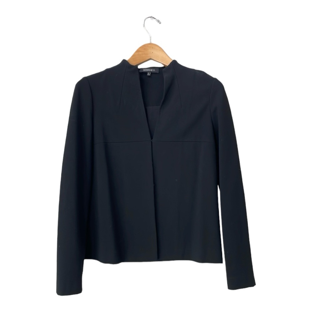 Lafayette 148 New York Collarless Jacket With Leather Back Panel Size P (XS)